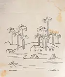 Tarsila do Amaral, Paisagem Com Barqueiros e Três Casas