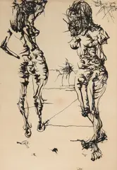 Flavio De Carvalho, Duas Mulheres, 1966, nanquim sobre papel