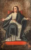 Escola Cusquenha, Nossa Senhora entronada, óleo sobre tela