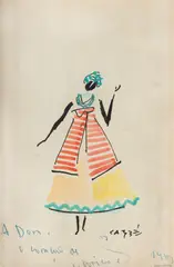 Baiana by Carybé, caneta piloto sobre papel, offered Sep 2024