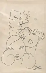 J. Carlos, Três Mulheres, caneta esferográfica sobre papel