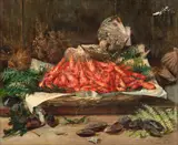 Richard Hall, Natureza Morta Com Camarões, 1895, óleo sobre tela