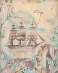 John Graz, Paisagem Tropical do Séc XIX, 1937, guache sobre papel