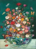 Floreira de Vidro e Borboletas by Guilherme de Faria, 2018, óleo sobre tela, offered Sep 2024