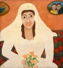A Noiva by Elza O. S., 1966, óleo sobre tela colada em eucatex, offered Sep 2024