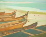 Carmélio Cruz, Marinha com Barcos, 1981, óleo sobre tela