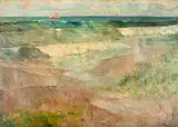 Praia do Tombo - Guarujá by Luiz Graner Y Arrufi, 1926, óleo sobre tela, offered Sep 2024