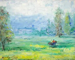 Paisagem by Manoel Santiago, óleo sobre tela, offered Sep 2024