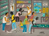 Cenas do Bar e Bilhar by Camilo Eduardo Tavares, óleo sobre tela, offered Sep 2024