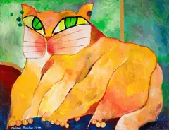 Gato Amarelo by Aldemir Martins, 2000, óleo sobre tela, offered Sep 2024
