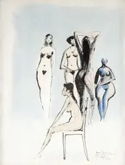 Carybé, Nu Feminino, 1974, aquarela sobre papel