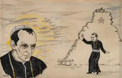 Dom Helder Câmara by Bajado, 1966, técnica mista sobre papel, offered Sep 2024