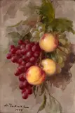 Uvas e Pêssegos by Shokichi Takaki, 1977, óleo sobre aglomerado, offered Sep 2024