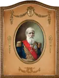 Dom Pedro II by Pascault J., óleo sobre marfim com moldura personalizada, offered Jul 2024