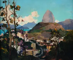 Tarde by Moacyr Alves, 1954, óleo sobre madeira, offered Jul 2024