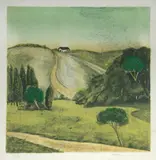Francisco Rebolo, Paisagem com Casa, litogravura
