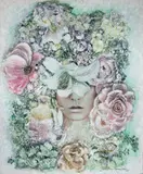 Roberto Camasmie, Deusa das Flores Esculpida em Relevo I, 2021, acrílica, nanquim, pastel e tinta relevo