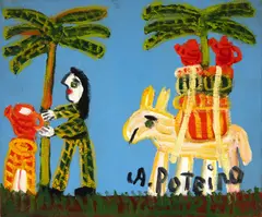 Retirantes by Antônio Poteiro, óleo sobre tela, offered Jul 2024