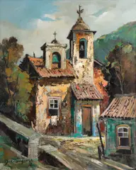 Igreja by Durval Pereira, 1976, óleo espatulado sobre tela, offered Jul 2024