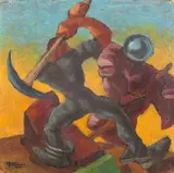 E. P. Sigaud, Removendo a Pedra, 1965, pintura encaustica fundida
