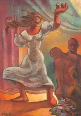 Bailarina by E. P. Sigaud, 1966, óleo e cera sobre tela, offered Jul 2024