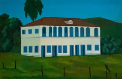 Casarão by João Henrique, 1980, óleo sobre eucatex, offered Jul 2024