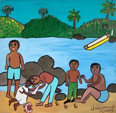 Rio Araguaia by Waldomiro de Deus, 1995, acrílica sobre tela, offered Jul 2024
