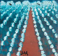 Plantação de Algodão by José Antônio da Silva, 1988, óleo sobre azulejo, offered Jul 2024