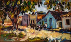 Cidade Baixa by Sergio Telles, 1984, óleo sobre madeira, offered Jul 2024