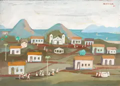 Aldeia com Capela by Fulvio Pennacchi, 1986, óleo sobre duratex, offered Jul 2024