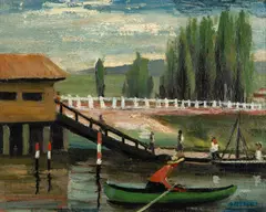 Regata by Arnaldo Ferrari, óleo sobre placa, offered Jul 2024
