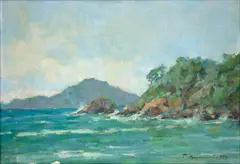 Praia do Tenório by Tullio Mugnaini, 1974, óleo sobre tela, offered May 2024
