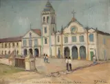 Convento do Carmo by Benedito José Tobias, óleo sobre eucatex, offered May 2024