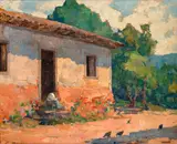 Tullio Mugnaini, Casa com Vegetação, óleo sobre tela