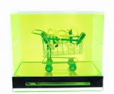 Ale Jordão, Mini Carrinho Neon de Supermercado, escultura em caixa de acrílico e aço
