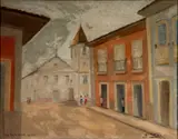 São Paulo Antigo by Benedito José Tobias, óleo sobre eucatex, offered May 2024