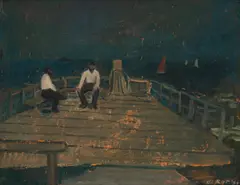 Otto B. de Kat, Soir au Mer, 1961, óleo sobre madeira