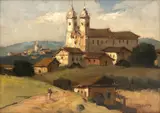 Edgar Oehlmeyer, Igreja Santa Efigênia - Ouro Preto, 1964, óleo sobre cartão