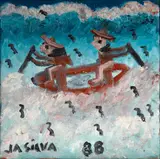 José Antônio da Silva, Pescadores, 1988, óleo sobre azulejo