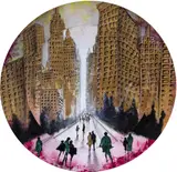 Roberto Camasmie, New York In Gold XXIII, 2023, tinta acrílica, relevo, crayon, folha de outro