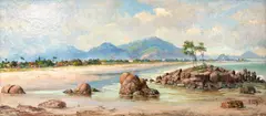 Pedra do Mato - Praia de São Vicente by Benedito Calixto, óleo sobre tela, offered May 2024