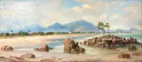 Benedito Calixto, Pedra do Mato - Praia de São Vicente, óleo sobre tela
