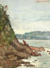 Ubatuba by Aldo Bonadei, óleo sobre tela colado em cartão, offered May 2024