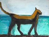 José Claudio, Gato, 1990, óleo sobre placa