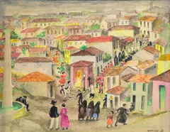 Procissão by Antonio Gomide, 1959, aquarela sobre cartão, offered May 2024