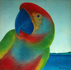 Papagalia by Claudio Tozzi, 1980, acrílica sobre tela colada em madeira, offered May 2024