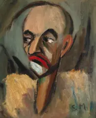 Palhaço by Sérgio Milliet, óleo sobre tela, offered May 2024
