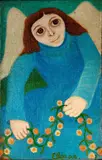 Elza O. S., Anjo Com Flores, óleo sobre tela