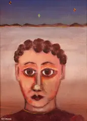 Menino e Balões by Gerson de Souza, 1983, óleo sobre tela, offered May 2024