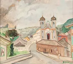 Paisagem de Ouro Preto by Alberto da Veiga Guignard, 1958, óleo sobre madeira, offered May 2024